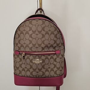 Coach Signature Brown and Pink Backpack